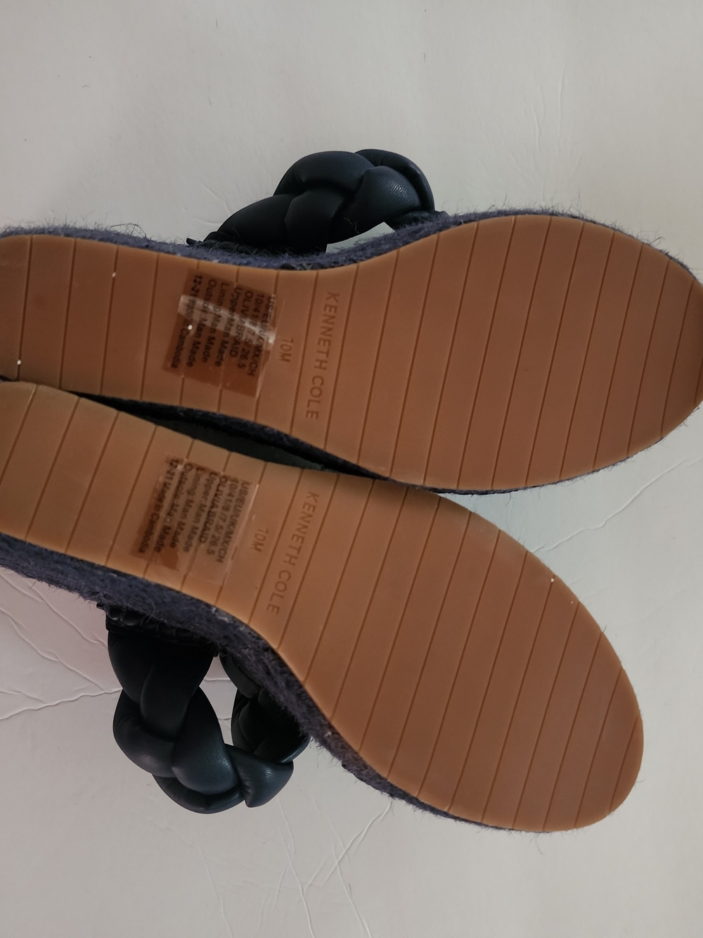Kenneth Cole Navy Blue Braided Strap Mules